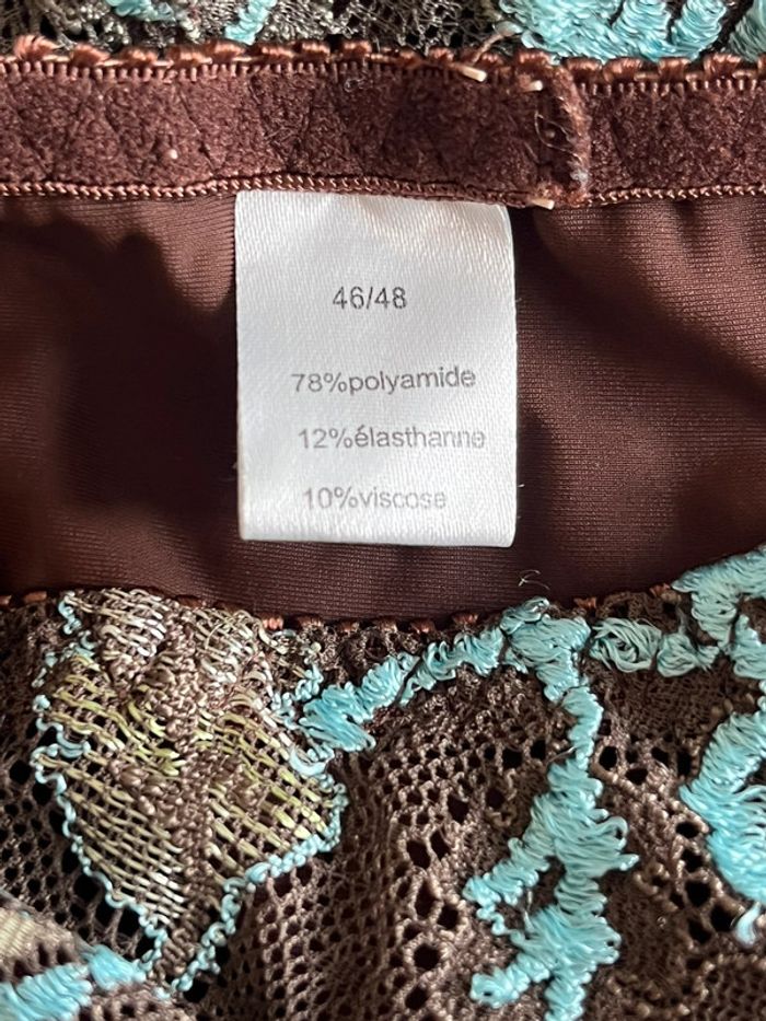 Ensemble lingerie 3 pièces chocolat turquoise 46/48 95 C - photo numéro 7