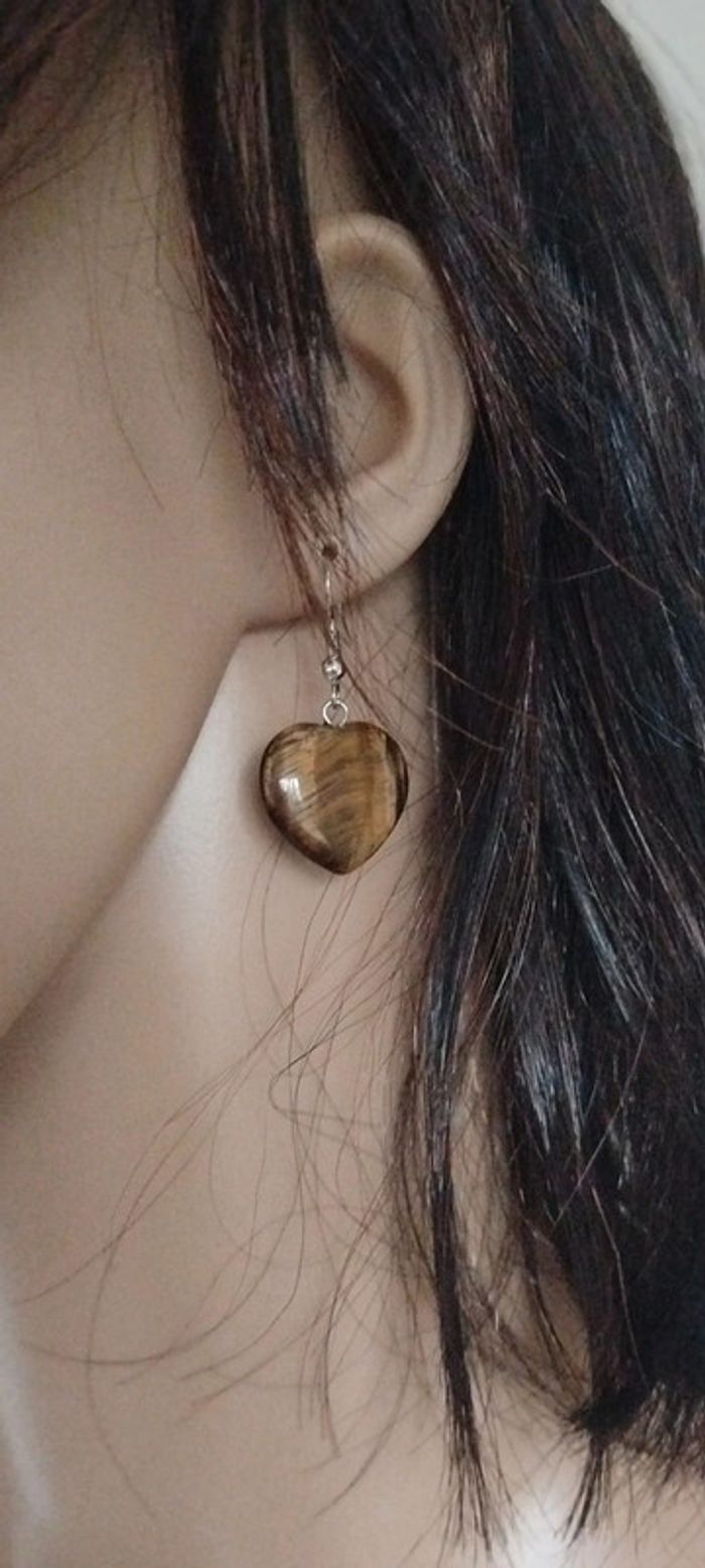 Boucles d'oreilles Argent en Œil de Tigre - photo numéro 4