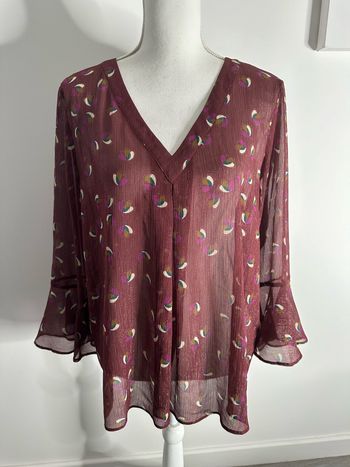 Blouse bariolée bordeaux dorée Munich Maison 123 T44 XXL