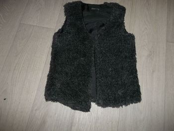 Gilet DAVY PARIS fausse fourrure gris anthracite TBE