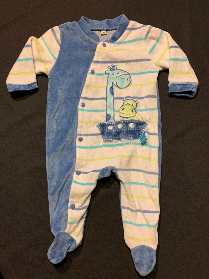 Lot 2 pyjamas velours 3 mois Girafes 🦒 - photo numéro 4