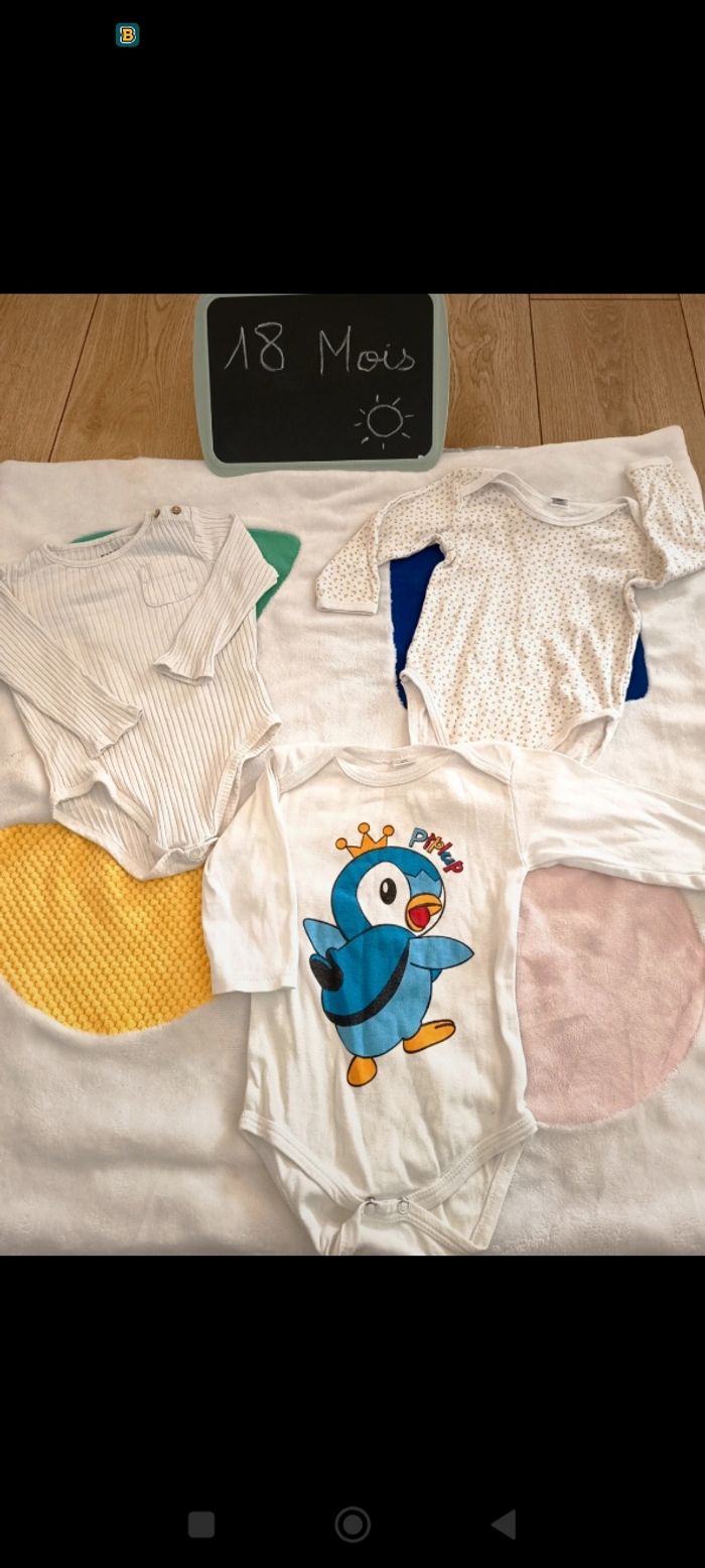Lot bodies 18 mois manches longues