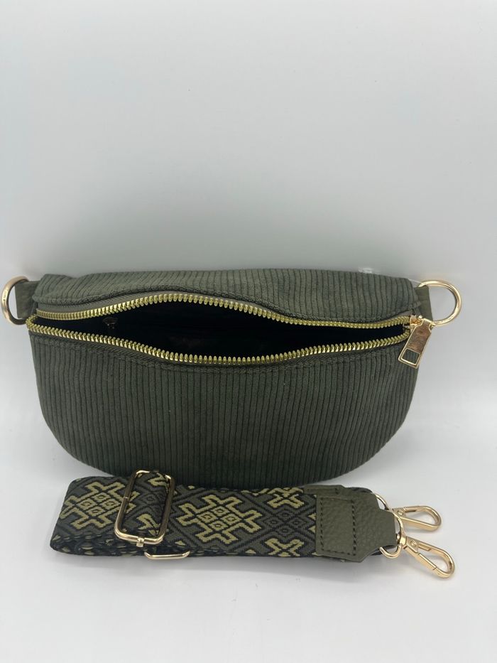 Sac banane bandoulière velours - photo numéro 4