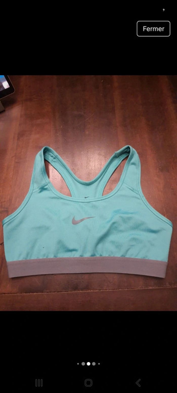 Brassière de sport tourquoise/gris Nike taille S - photo numéro 9