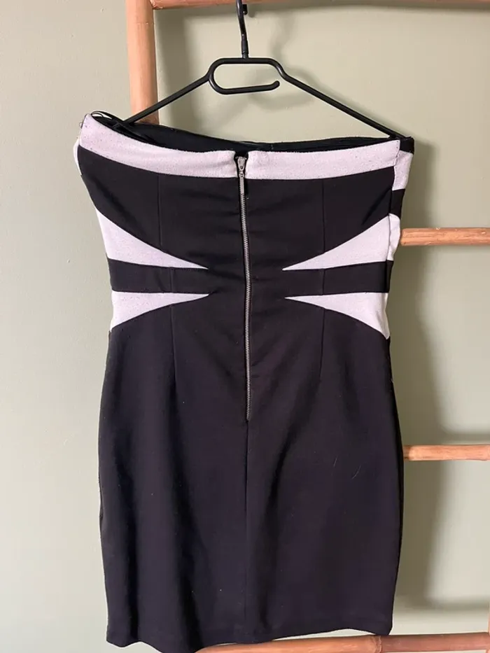 Robe bustier noire et blanche AMISU - Taille 38 - photo numéro 4
