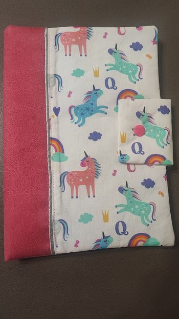 Protège carnet de santé imprimé licorne fait main