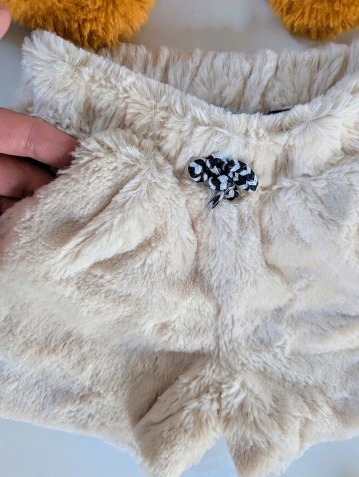 Ensemble fille 3 ans Orchestra sherpa fausse fourrure gilet short - photo numéro 4