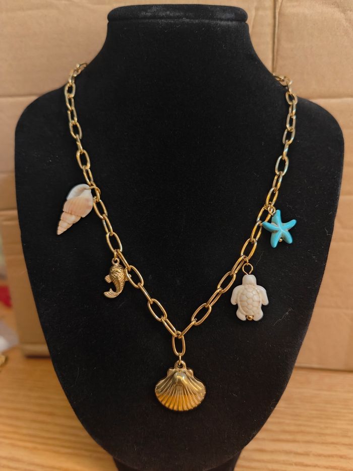 Collier en acier inoxydable breloque thème de la mer