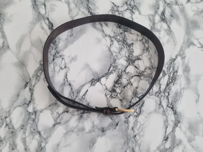 Ceinture en cuir marron et dore vintage - photo numéro 15