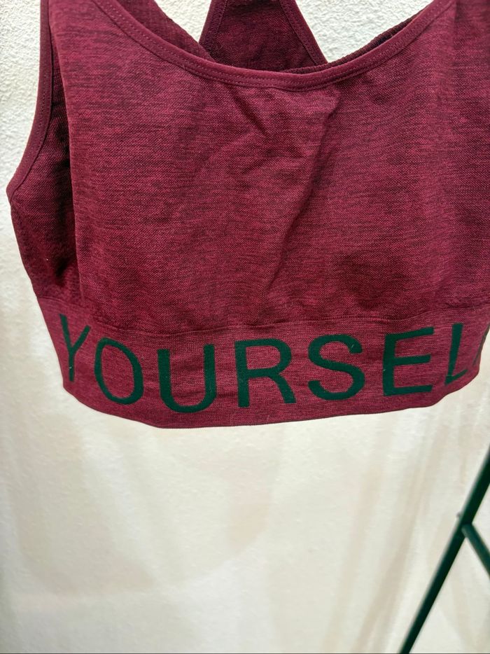 Brassière de sport bordeaux unie - Taille L - photo numéro 4