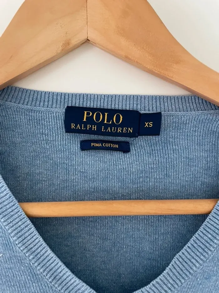 Pull homme polo Ralph Lauren bleu gris taille XS - photo numéro 2