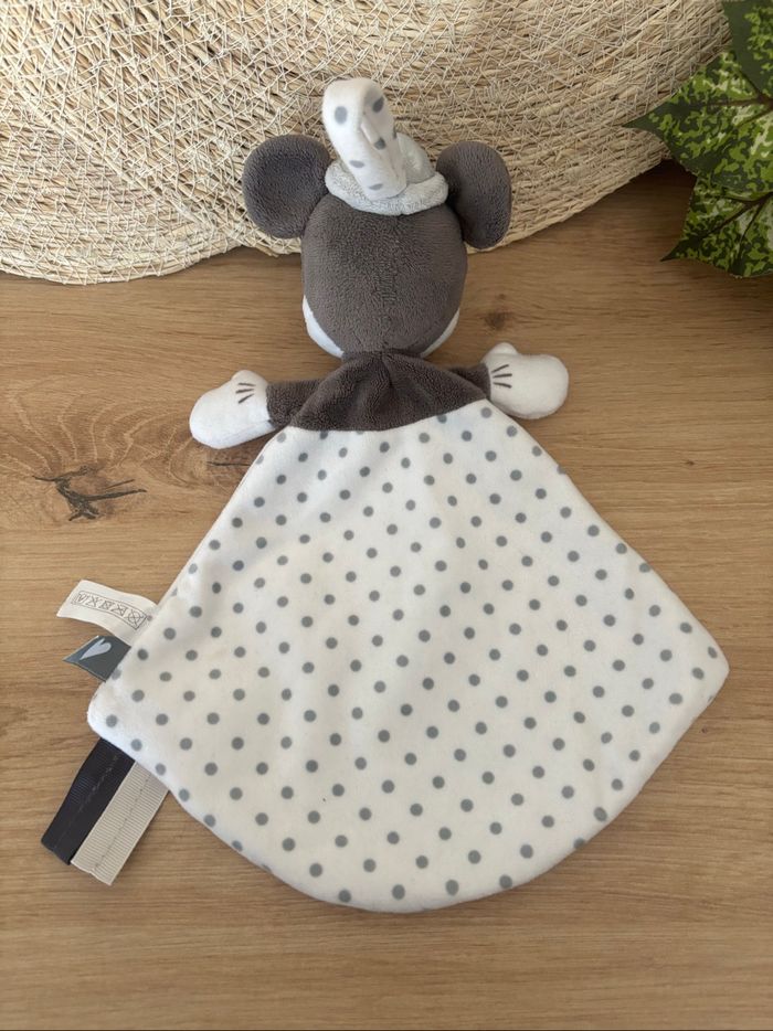 Doudou plat minnie rétro blanc noir pois gris Disney nicotoy - photo numéro 3