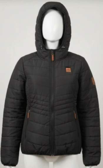 Doudoune noire mi-saison matelassée avec capuche - Style Urbain