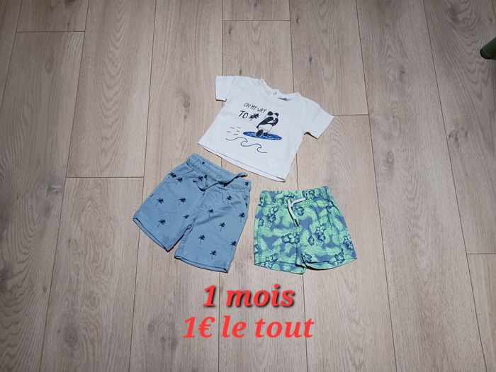 Lot de 2 shorts + 1 t-shirt 1 mois - photo numéro 1