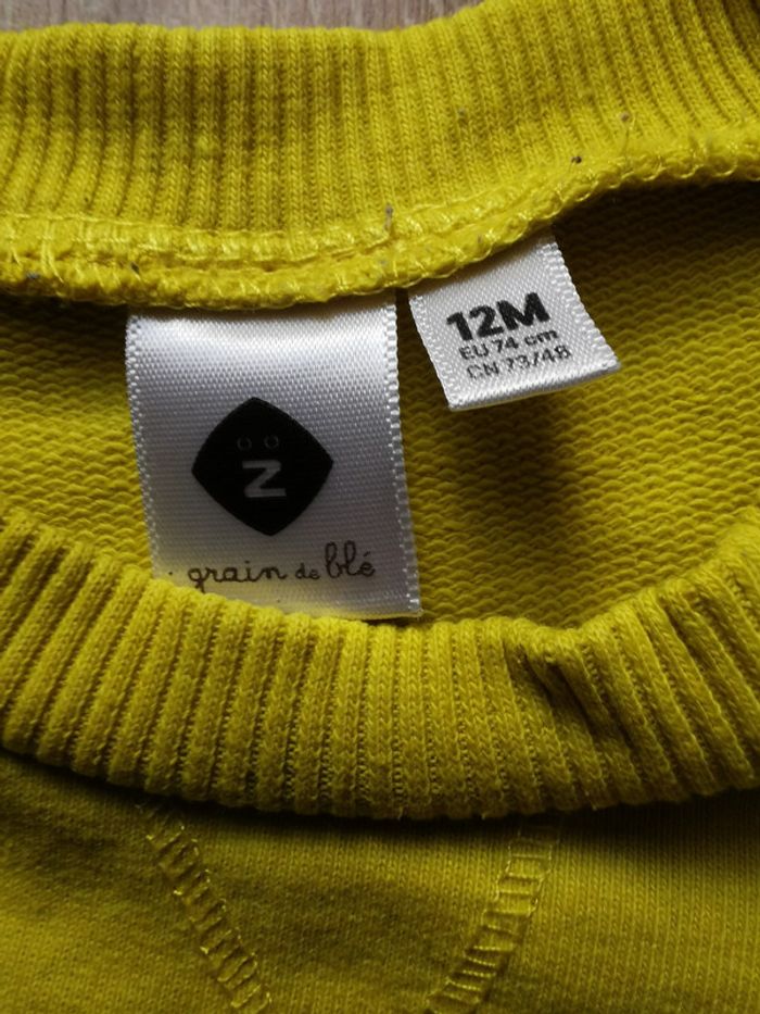 Sweat shirt jaune croco Grain de blé 12 mois - photo numéro 5