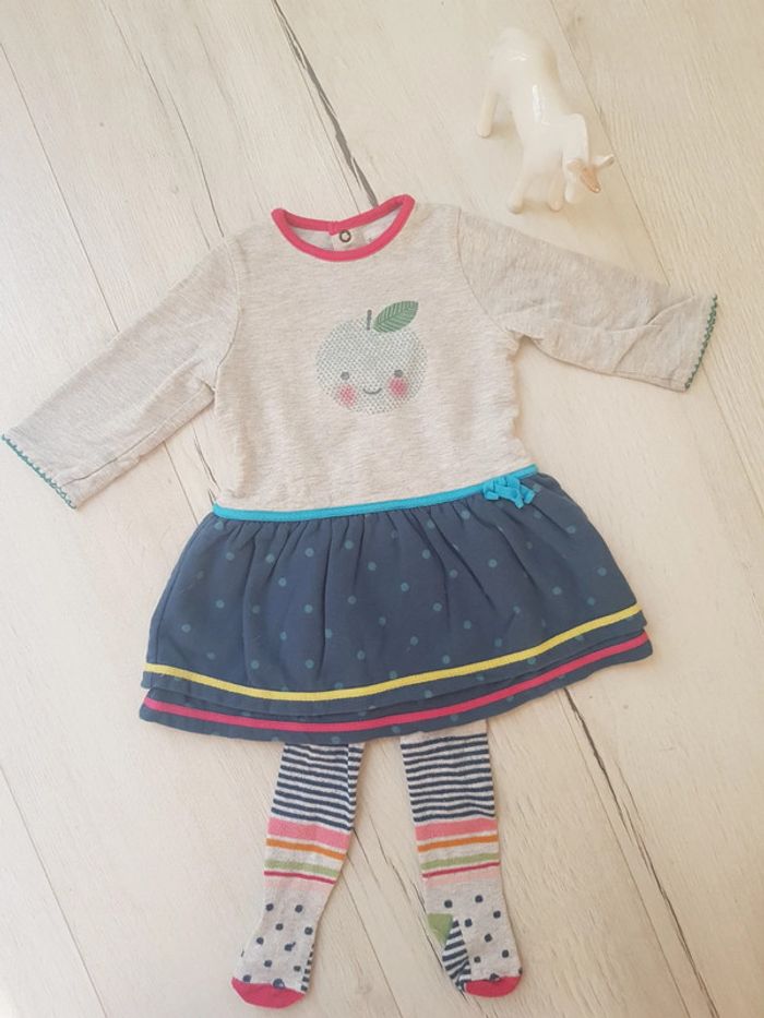 Robe chaude hiver catimini 6mois avec collant assorti