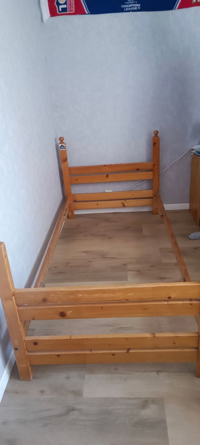 Ensemble lit 90 /190cm sommier matelas et table de chevet - photo numéro 3