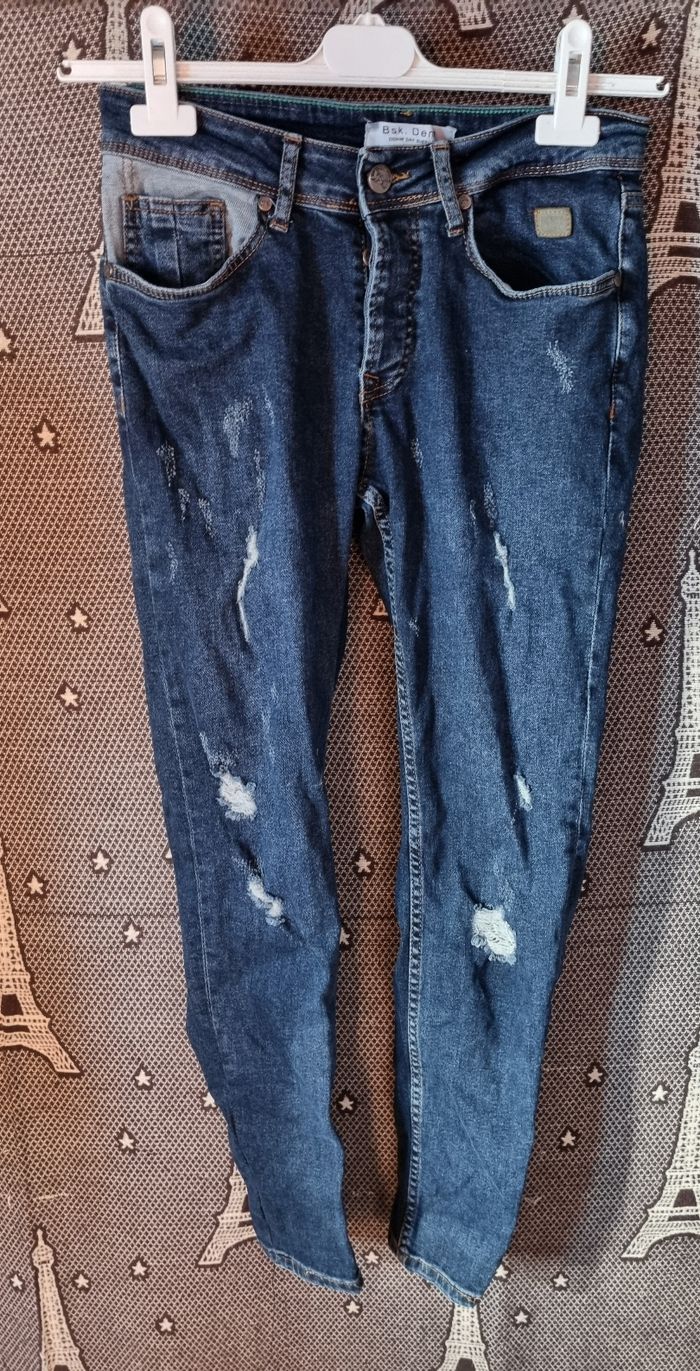 Jean marine à trous Skinny fit 38 mixte