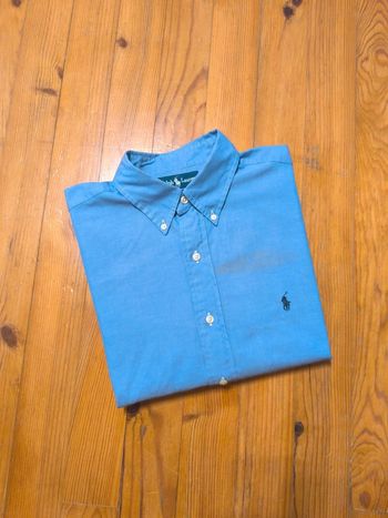 Chemise Manches longues - Ralph Lauren - Cotton Oxford - Logo brodé noir - Bleu - Taille L