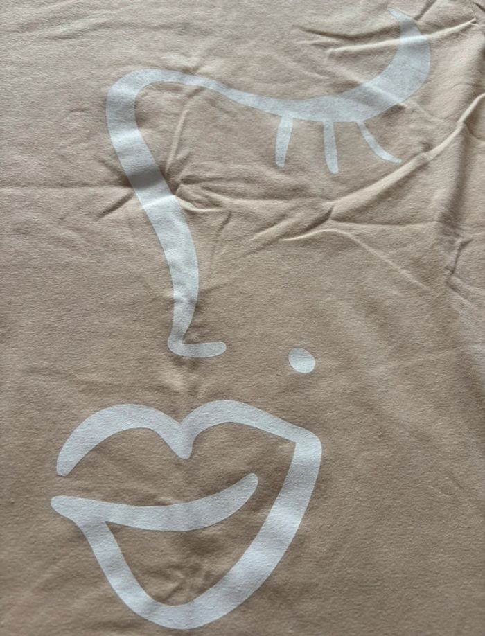T-shirt femme beige motif arty œil bouche neuf taille unique Estee Brown Paris - photo numéro 8