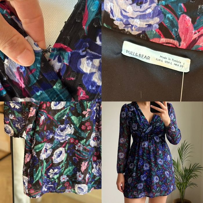 robe courte à motif fleuri aux teintes violet, vert, rose et lila, de la marque Pull & Bear. - photo numéro 4