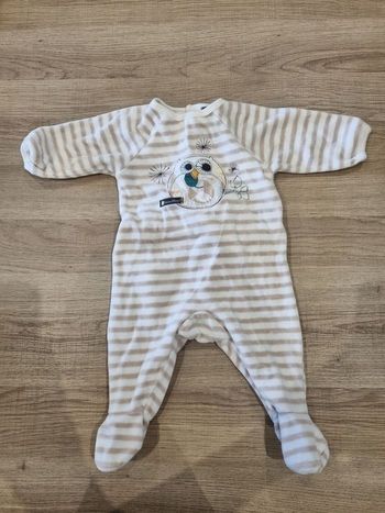 Pyjama Sergent Major 3 Mois Velours Rayé Hibou Tres Bonne Etat