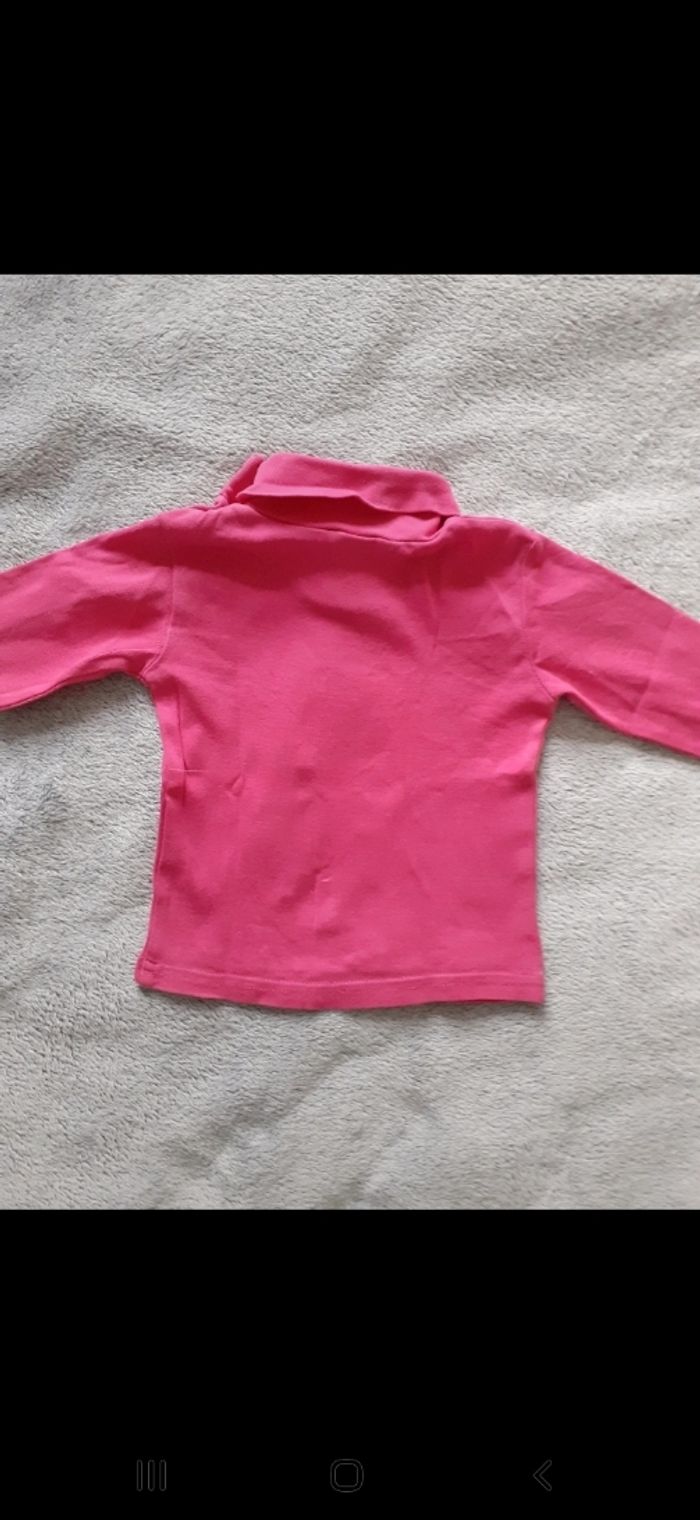 Sous pull fille rose 18 mois col montant - photo numéro 4