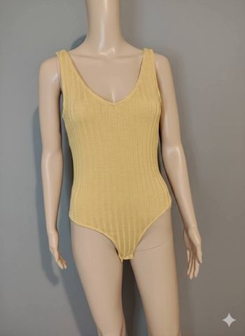 Body Côtelé Dos Nu lefties  - Jaune Moutarde - Neuf avec Étiquette - Taille S