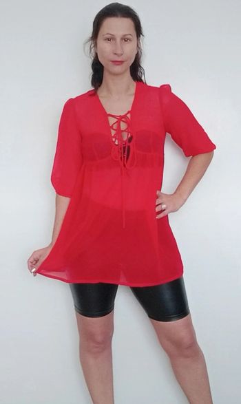 Tunique / blouse longue voile rouge chic taille 36