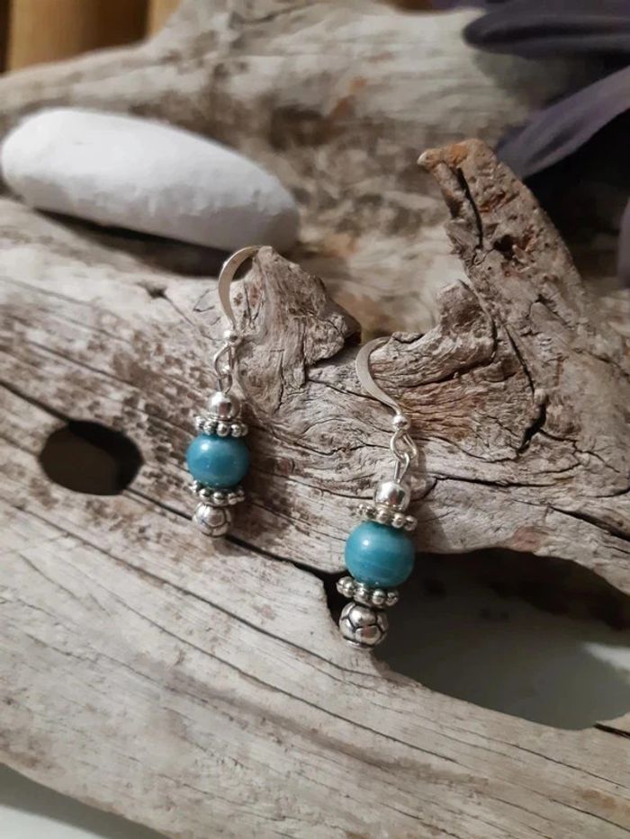 Boucles d'oreilles fantaisies céramique turquoise