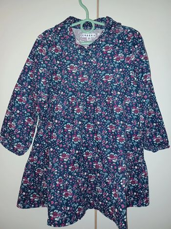 Robe velours bleu à fleurs Creeks 5 ans.