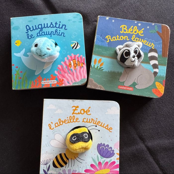 Lot de 3 petits livres marionnettes animaux