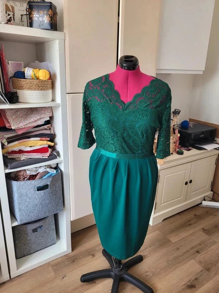 Robe verte dentelle cérémonie