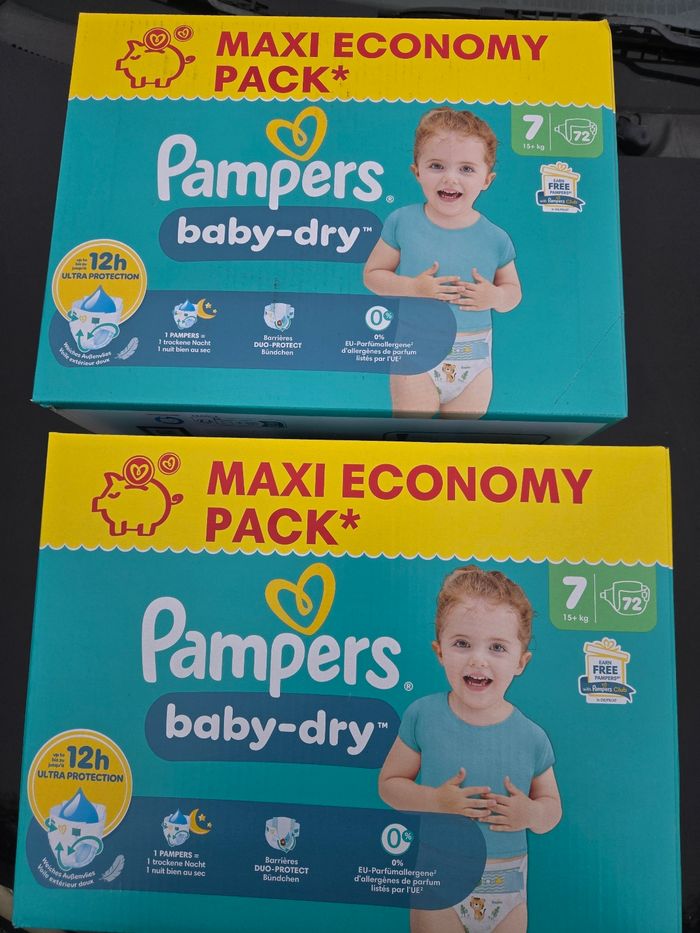 2 cartons couches pampers baby dry taille 7