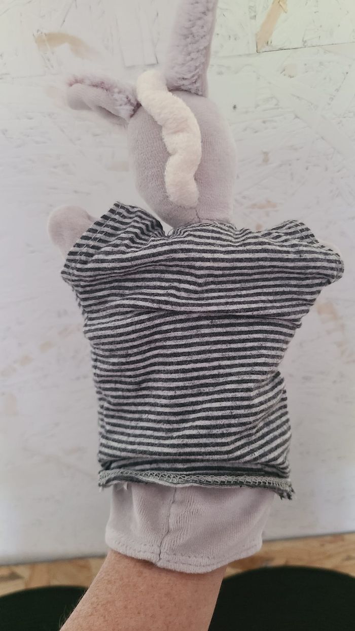 Doudou plat ane gris rayé la grande famille MOULIN ROTY - photo numéro 4