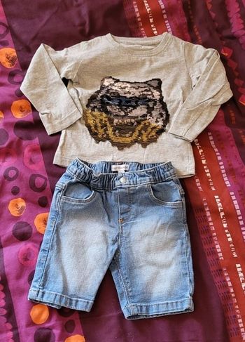 Ensemble Tee-shirt et short en jeans verbaudet 24 mois