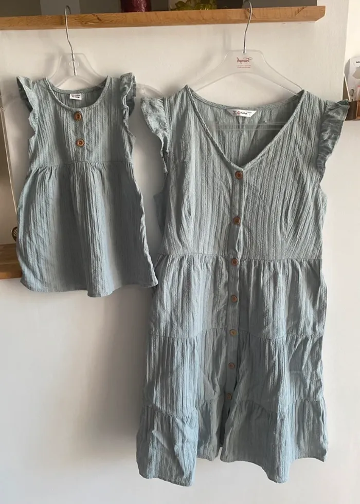 Robe mère fille patpat vert d’eau
