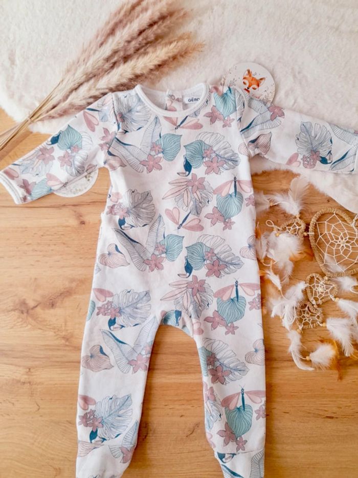 Pyjama grenouillère coton fleuri doublé 12 mois Gémo - photo numéro 2