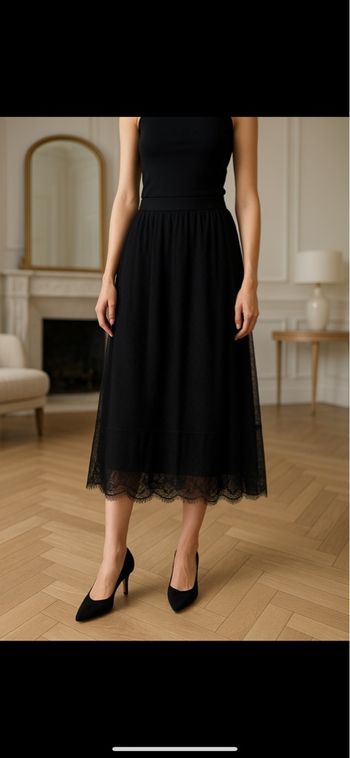 Superbe jupe longue dentelle noire Cream taille S 🌺