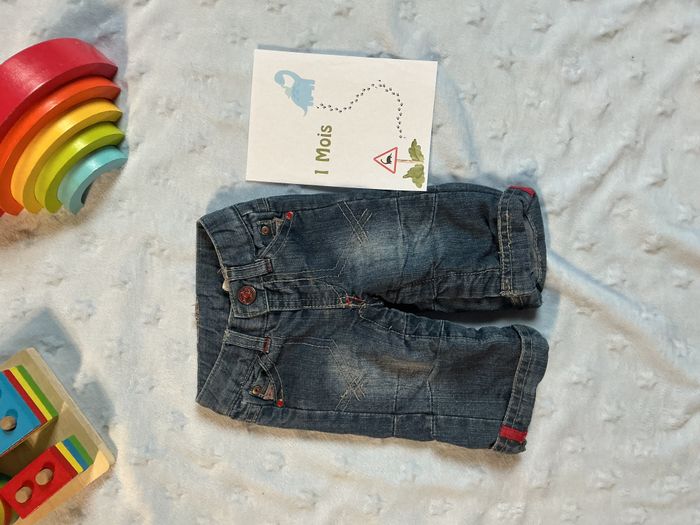 jean bleu doublé taille réglable pressions entre les jambes 1 mois tape à l'oeil - photo numéro 2
