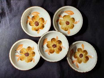 Lot de 5 assiettes creuses Gien France Izalco