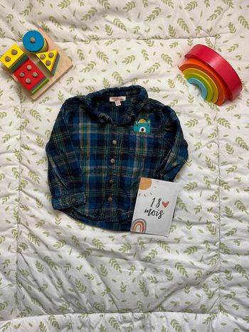 chemise manches longues en velours marine 18 mois du pareil au même