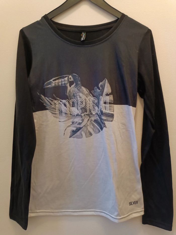 T-shirt noir perroquet - taille L - neuf