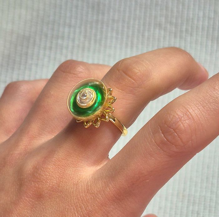 Bague marguerite anti-stress en acier inoxydable - photo numéro 2