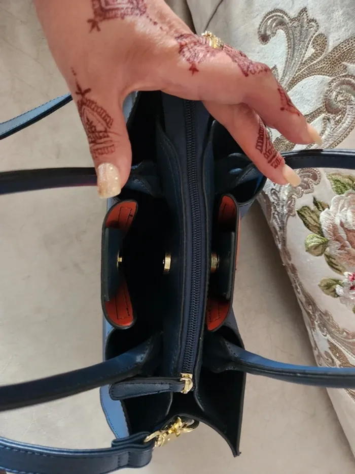 Sac à main – Bicolore bleu marine et brique ted lapidus – Comme neuf - photo numéro 4