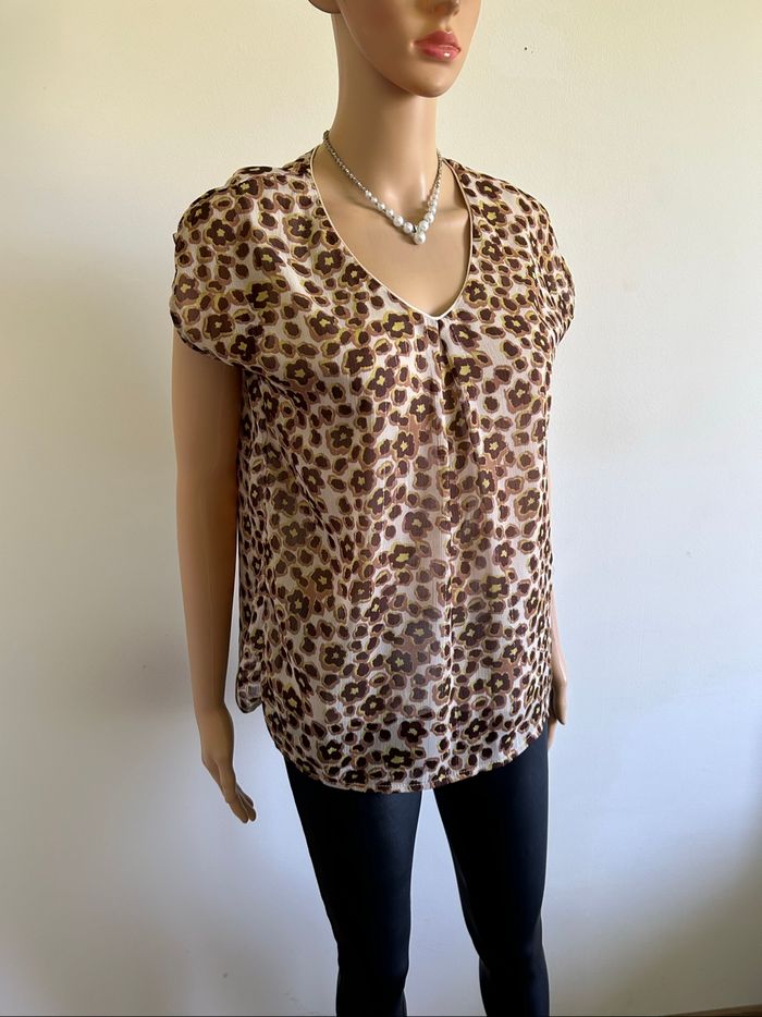 Blouse imprimée à manches courtes JS Millenium taille S comme neuve - photo numéro 2