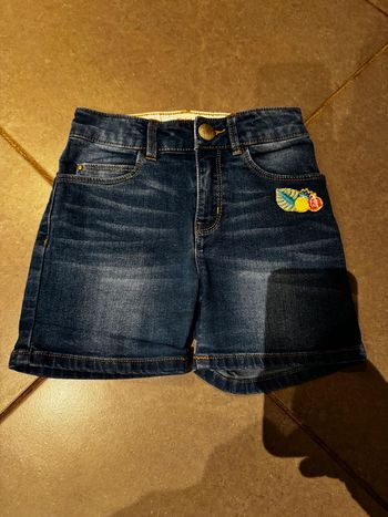 Short / Bermuda en jean - Catimini - Original design / Ananas / Feuille - Bleu marine, jaune - 6 ans