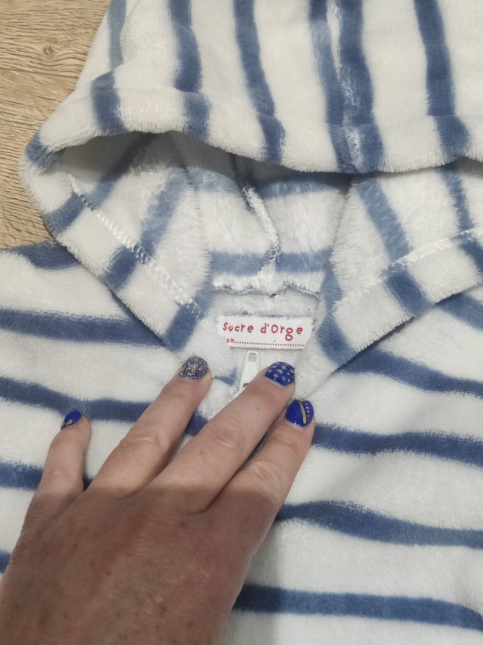 Robe de chambre douce marinière Sucre d'orge Taille 2-3 ans - photo numéro 3