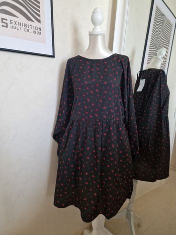 Robe noire imprimé rose Daisy Street