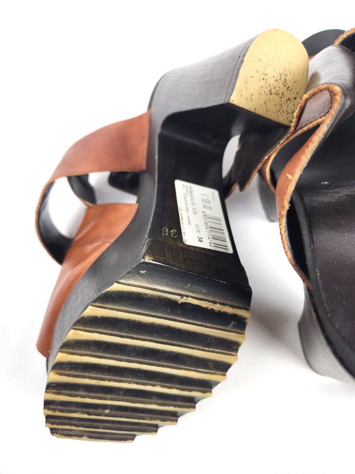 Sandales Sisley Femme Cuir Marron Plateformes Compensées Taille 38 - photo numéro 9